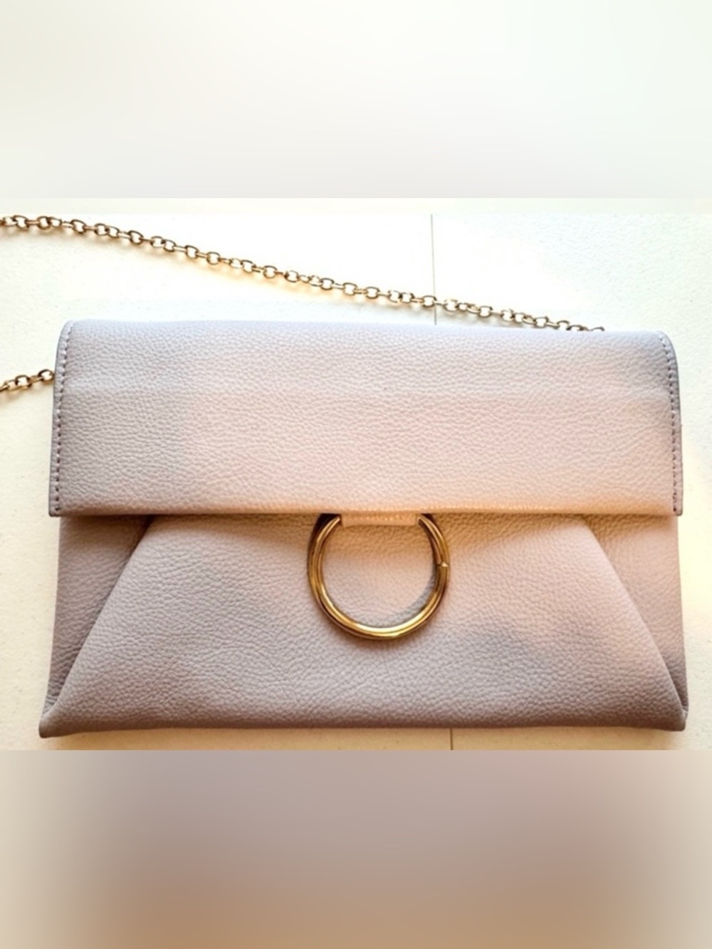Urban Expressions Lana Lilac Faux Leather Clutch Gold Chain Crossbody Bag